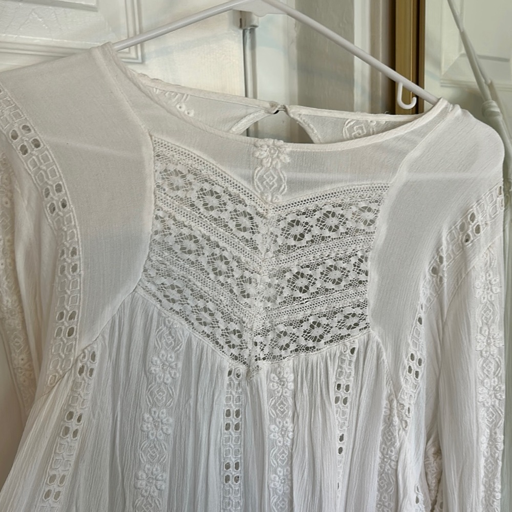 Free People Cream Asymmetrical Ruffled Tunic - Picture 2 of 4